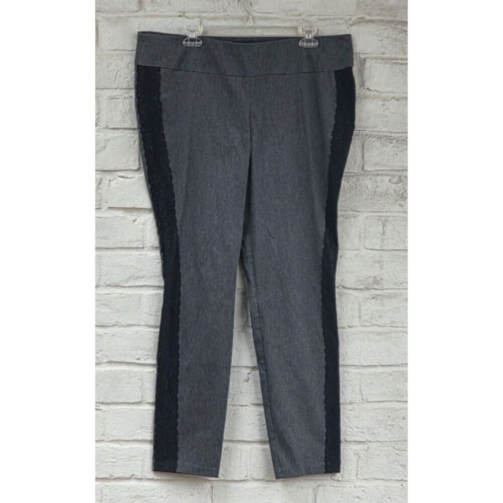 Torrid Gray Lace Trim Skinny Ankle Pants Size 2 Plus Size